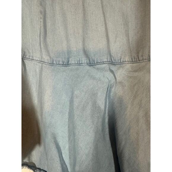 Zara Light Blue Denim Belted Side Zipper A-line Mini Skirt Women Sz M - Picture 8 of 9